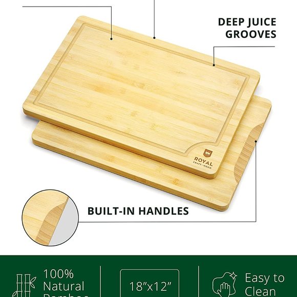 Extra Large Organic Bamboo Cutting Board | Kitchen Chopping Board (XL 18 x 12") - Picture 14 of 16
